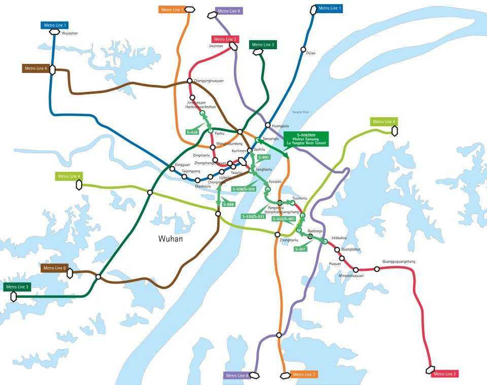 Plan rozbudowy metra w Wuhan. Źródło: Herrenknecht AG 
